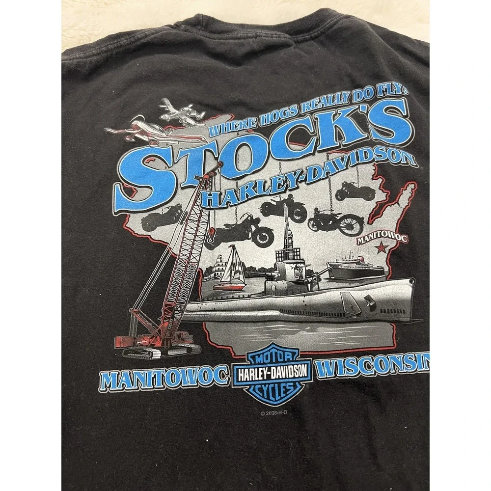 Harley-Davidson Shirt Mens Large Manitowoc WI Lightning Pocket